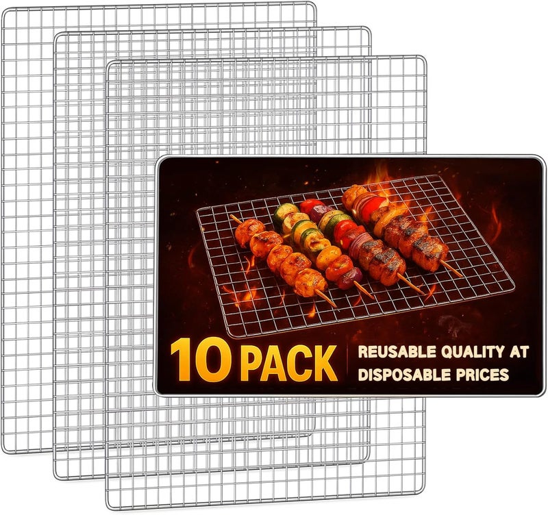 ciAmore Grill Topper, 10 Pcs Disposable Grill Grates, 11.8 X 15.7 Inch Baking Rack Replacement, BBQ Accessories for Outdoor Smoker Grills - Image 1